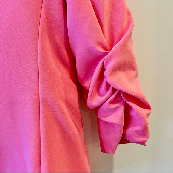 Venti6 | Bubblegum Pink, Ruched Cropped Sleeve Blazer - Picture 5 of 7